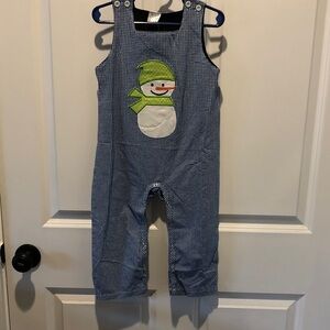 Blue Checkered Snowman Overalls